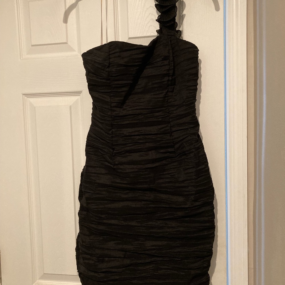 One shoulder ruched little black dress. Juniors size 9. New, no tag.  lined